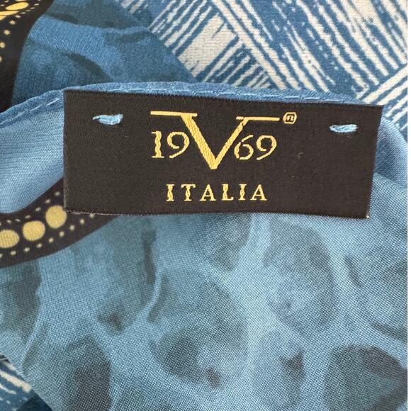 19v69 Italia XL chiffon scarf wrap pareo sarong snake print blue yellow 34 x 76" - Picture 7 of 9